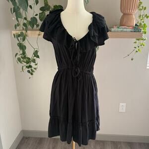 Old Navy Waist Define Ruffle Trim Mini Dress M Cottagecore Boho Flowy Tiered